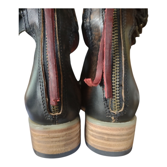 Freebird Dark Brown Leather Ankle Strap Flats - Picture 2 of 9